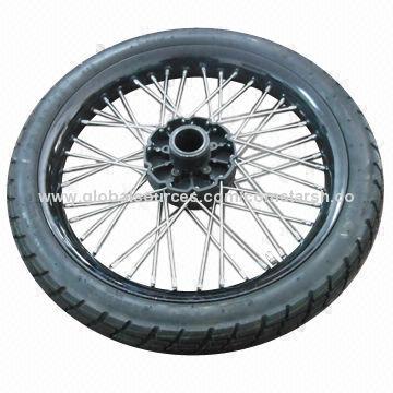 Motorcycle tubeless wheel, provides whole set with rims + spokes + hub + tire, patent protection