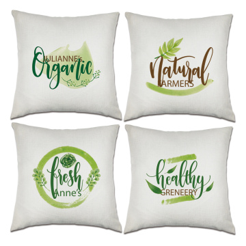 Set of Plants Throw Pillow Covers Green Leaves Decorative Cushion Cover Pillow Case for Sofa Bedroom Car Couch 18 x 18 Inch