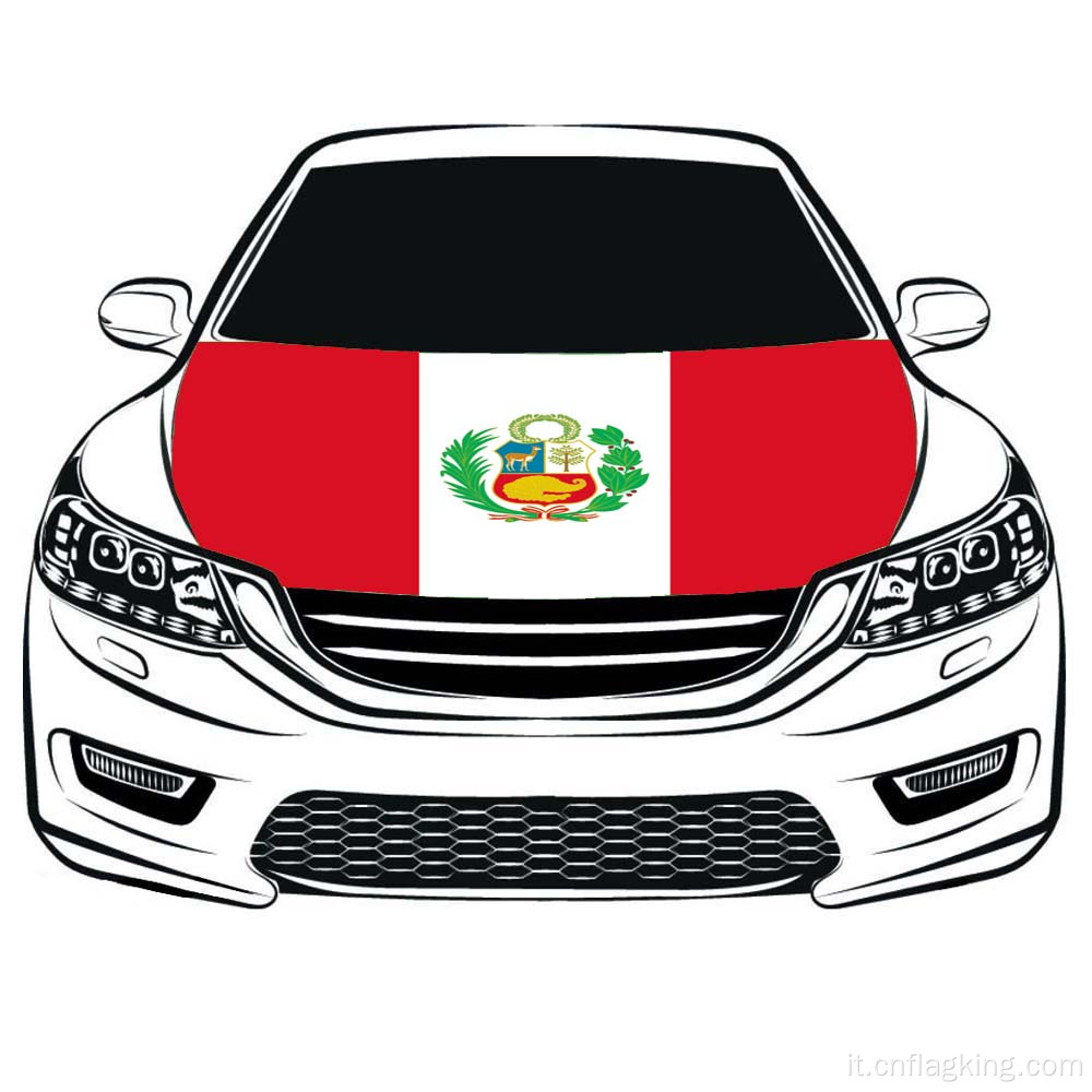 Bandiera del Perù Bandiera del cofano per auto 100% Tessuti elastici 100*150 cm