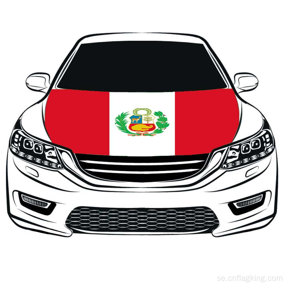 Peru Flag Car Hood Flag 100% Elastiska tyger 100 * 150cm