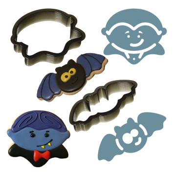 Halloween Dracula Bat Biscuit Fondant Dough Cutter Mold and Cookie Cutter Template