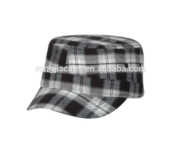 fashion sanded checked fabric military hat