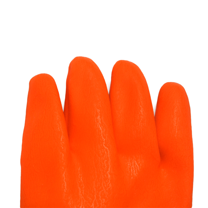 Fluorescent Orange .Sandy Finish PVC Glove