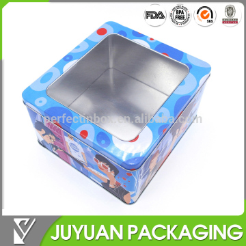 tin box with window, clear top tin box, metal cosmetic box