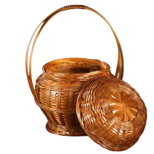Elegant Chinese Lacquer Bamboo Weaving Incense Burner Basket