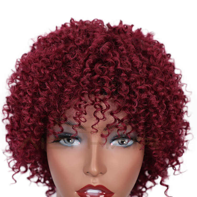 Aisi Hair Unprocessed Human Hair Natural Girls 150% Density Afro Kinky Curly Short Pixie Cut Red Wig