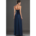 Royal blue backless seksi şifon gece elbisesi