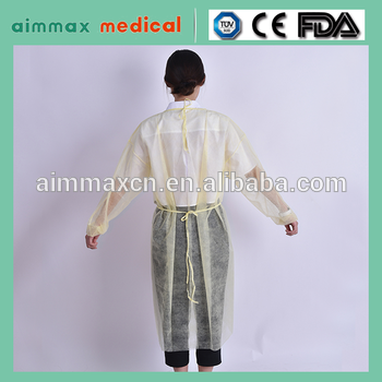 Riyadh/Dammam/Jeddah knitted/elastic cuffs yellow gown for hospital