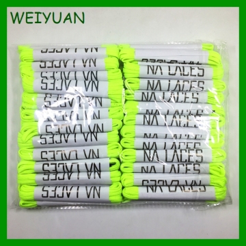Custom tubular flat shoe lace with wrapper package