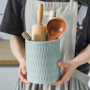 Ceramic Cooking Utensil Crock for Farmhouse Kitchen Decor