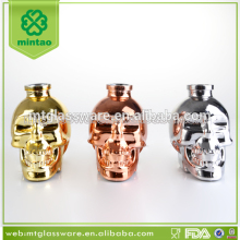 antique skull glass wine decanter electriplate colors