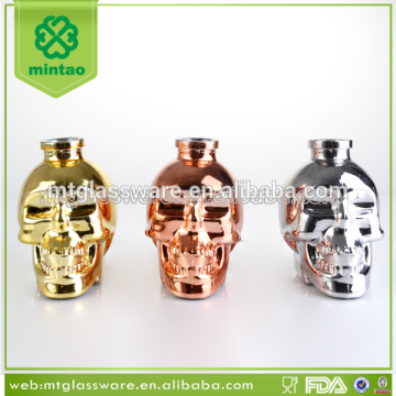 antique skull glass wine decanter electriplate colors