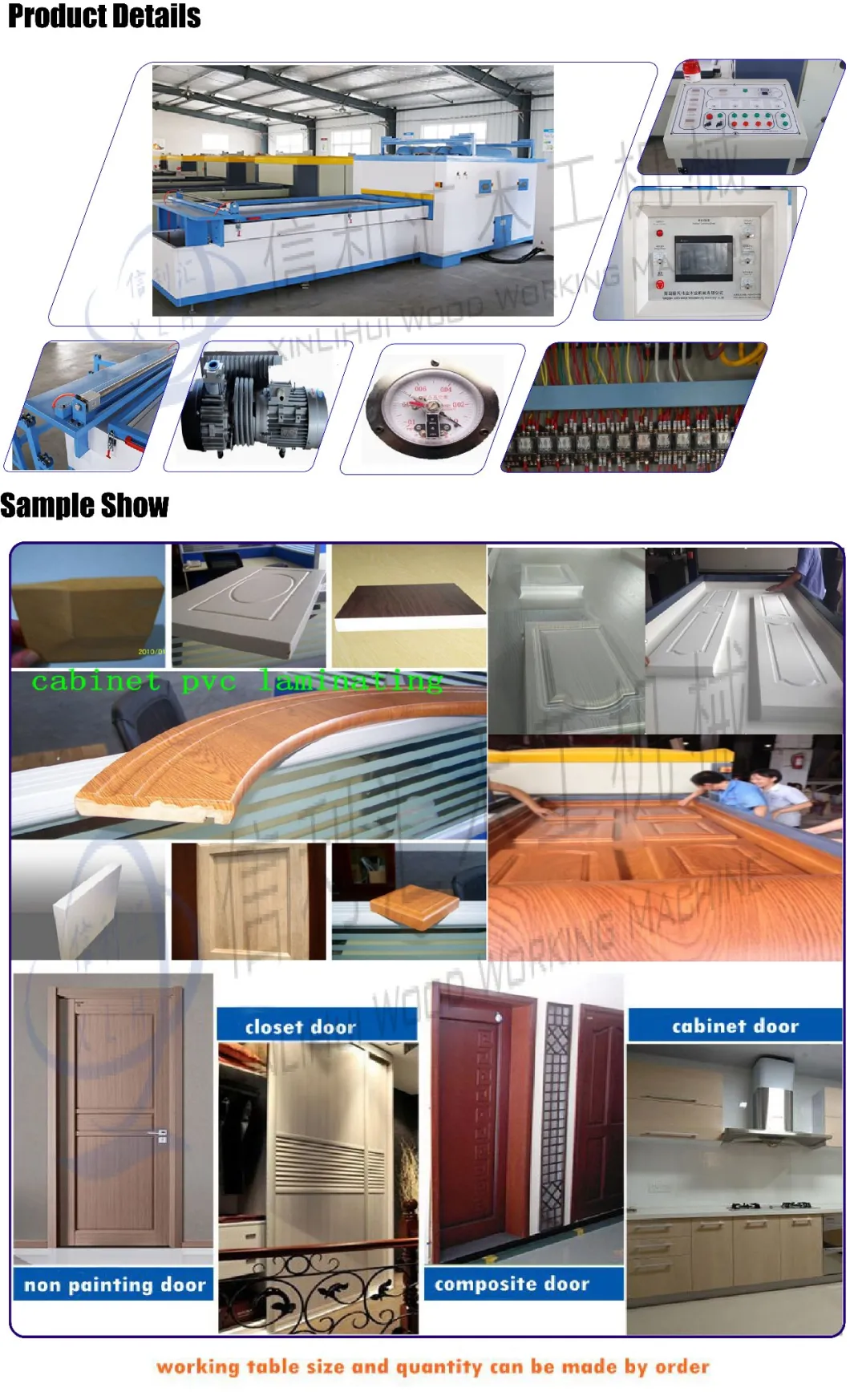 Curved Surface Vacuum Plastic Vacuum Forming Machinery Woodworking MDF Panel Kitchen Door MDF Coating PVC Vacuum Membrane Lamination