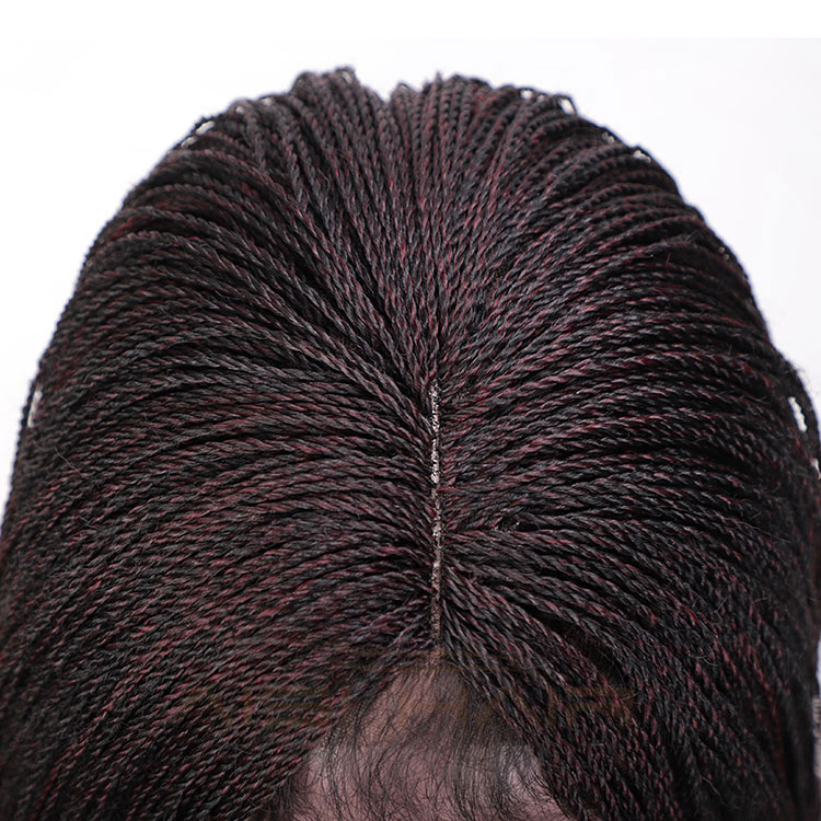 Aisi Hair Senegalese Twist Braided Lace Front Long Wigs Synthetic Ombre Wine Red Lace Front Long Braided Wigs For Black Women