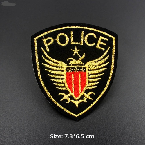 Fashion Gloden Police Embroidery Patches Creative Badge