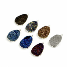 Hot Selling Natural Druzy Agate Geode Pear Crystal Bud Connector Jewelry