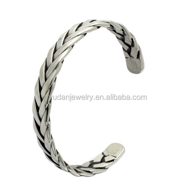 Simple Classic Stainless Steel Braided Cuff Bangle Bracelet