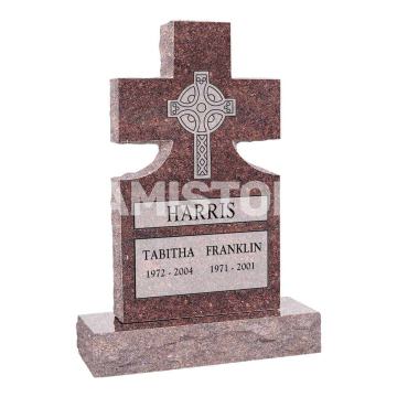 American Style Christian Cross Carved Headstone Grave Marker
