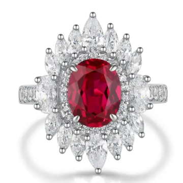 AIGS Certified Pigeon Blood Lab Ruby Ring with Red Coral - Vintage Gold Wedding Band for Women