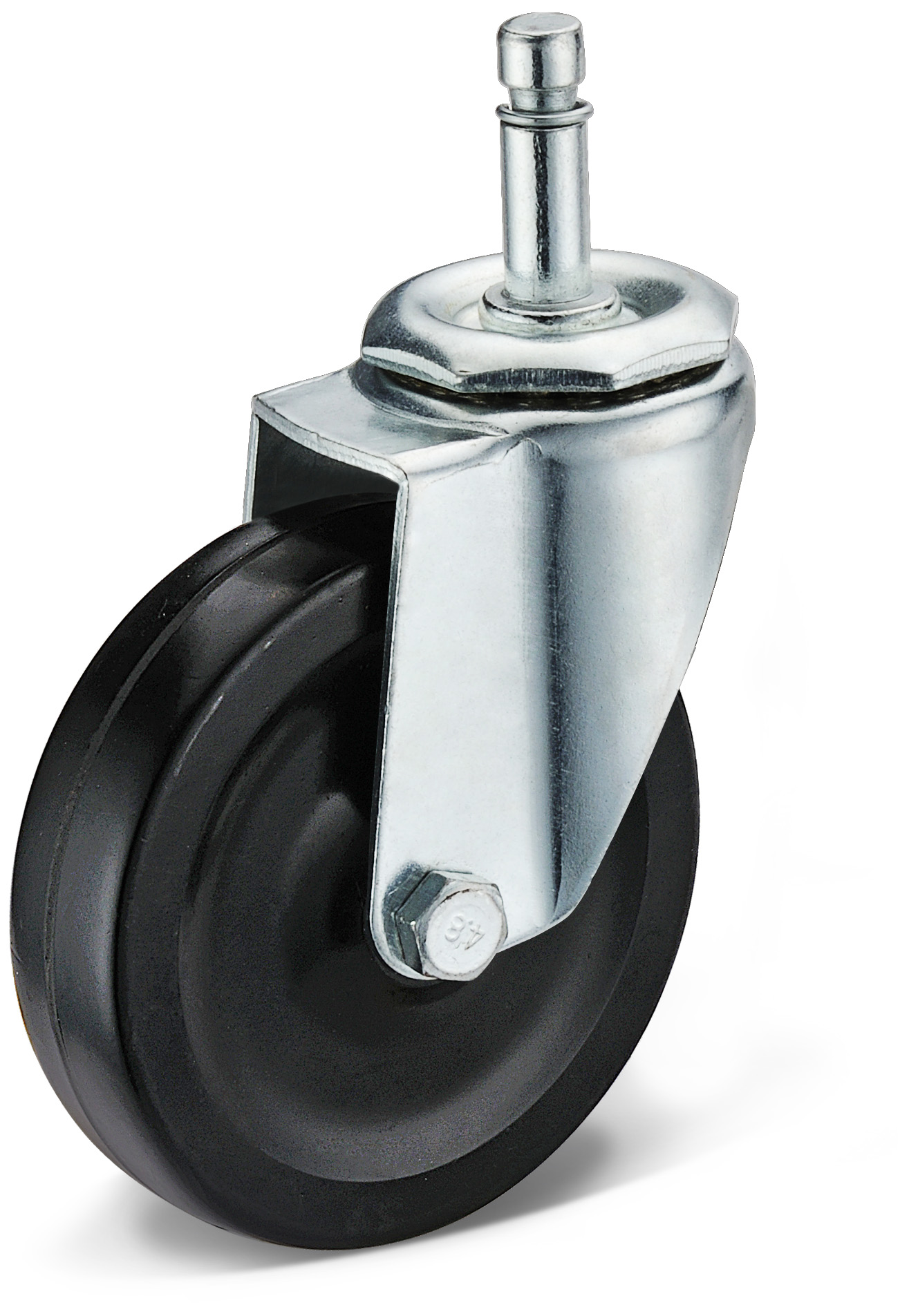 Black rubber trolley casters