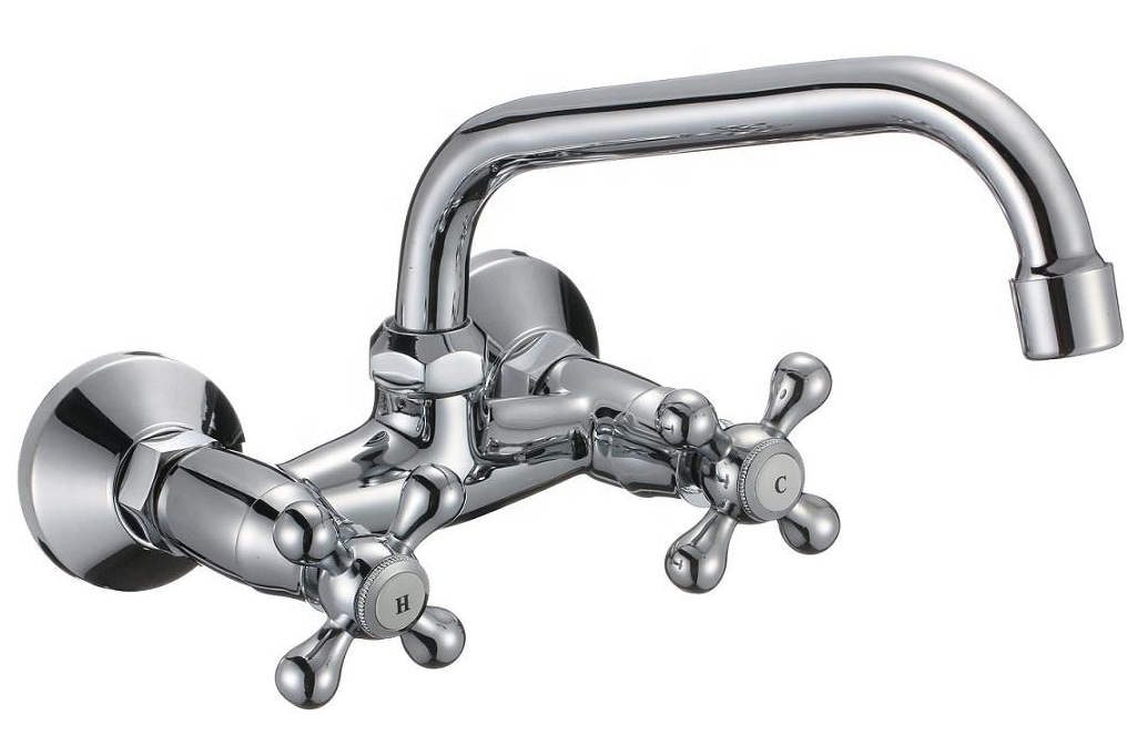 Attractive style stainless steel spout zinc alloy handle wall mounted bathtub faucet