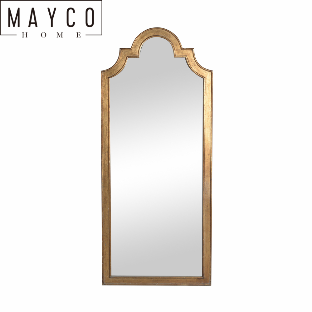 Mayco Antique Dressing Mirror Stand,Decorative Gold Arch Wooden Framed Plain Wall Mounted Dressing Mirror for Living Room