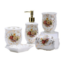 Ceramic Bathroom Five-Piece Set: Mouthwash Cup, Brushing Cup, and Toilet Ornament