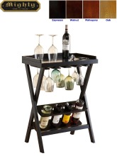 Wooden 4 Bottles And Glass Rack Folding Wine Rack Bar Table