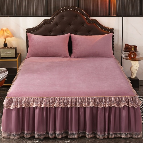 Milk velvet bed skirt lace edge