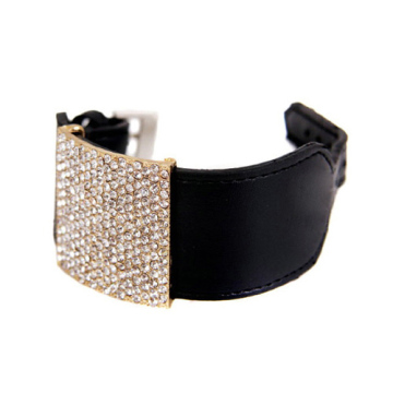 Custom make with CZ diamond watch shape leather cuff bracelets