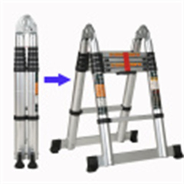 Customized length double sided telescopic ladder with joint