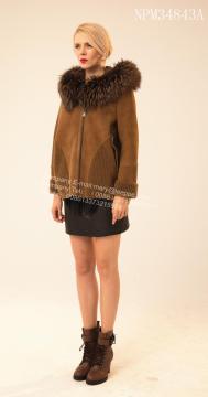 Short Rib Sleeve Kopenhagen Mink Hooded  Jacket