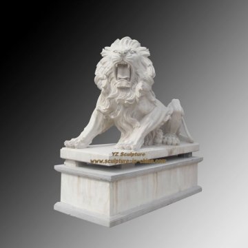 White Marble Carving Garden Lions