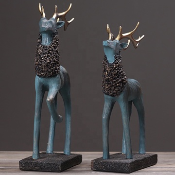 Antique western desktop resin standing deer sculpture