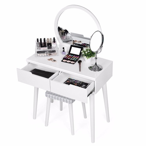 Wooden Makeup Mirrored Dressing Table