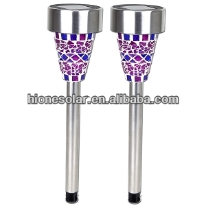 Purple Stainless Steel LED Solar Garden Stake Lights