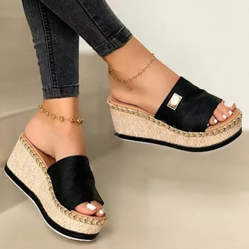 Puimentiua Platform Wedges Slippers Women Sandals 2020 New Female Shoes Fashion Heeled Shoes Casual Summer Slides Slippers Women