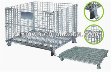 Folding steel wire container