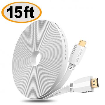 White HDMI A male to A male flat cables