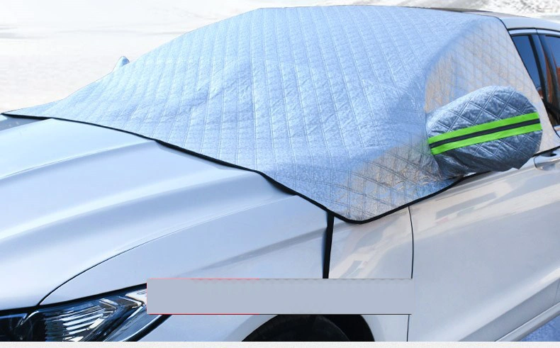 Outdoor Windproof Magnetic Half Car Cover Sunshade Protector Car Windshield Snow Ice Cover with Rear Mirror Covers Bag