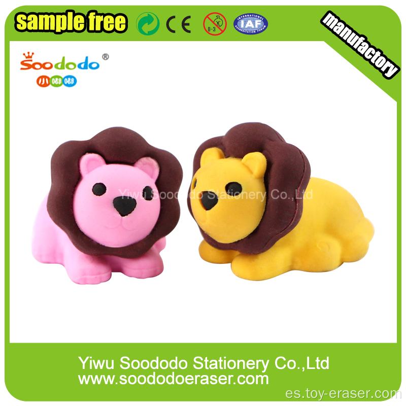 SOODODO Cute Pink Lion en forma de escuela borrador