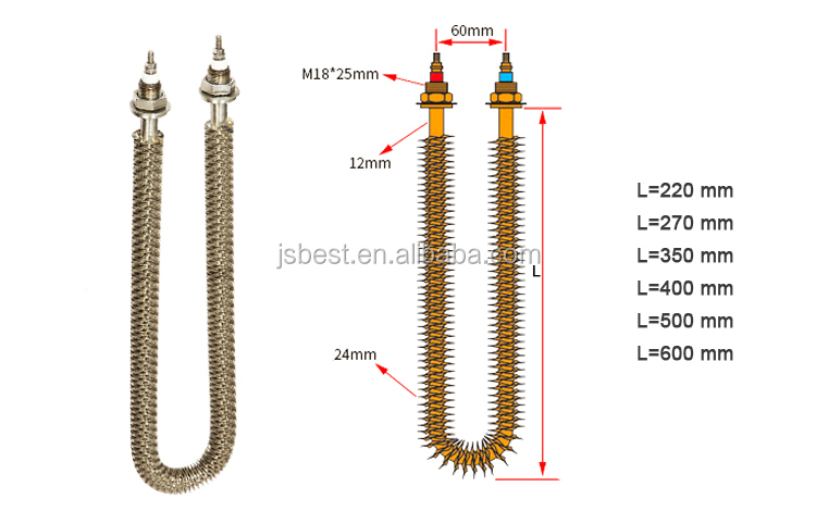 round shape stainless steel 304 industrial air heating Tubular electric tube fin heater