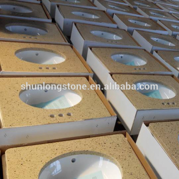 Yellow Quartz Vanity Top,Quartz vanity top with sink,prefabricated Quartz vanity top