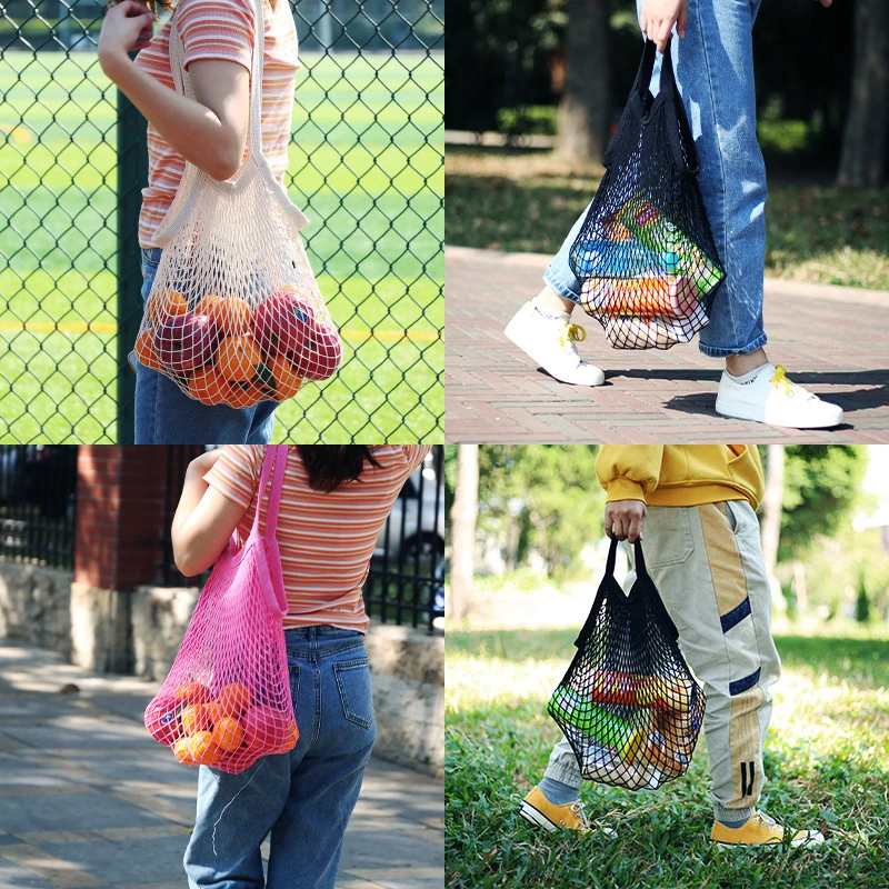 Portable Cotton Net Bag Cotton Mesh Bag Vegetables Fruits Bag