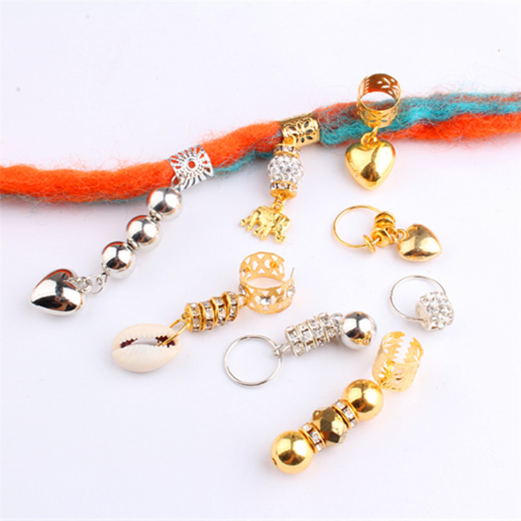 Hair Jewelry Rings Decorations Pendants Aluminum Dreadlocks Beads Metal Cuffs Hair Decorations Rings Accessories