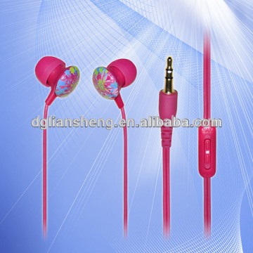 MP3 MP4 voice changer earphone with water transfer printing flower earphone