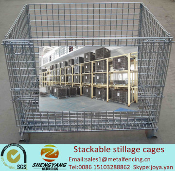 Manufacturer movable workshop transport cages recycle metal wire storage cages volume 0.15-1.56m3 stackable stillage cages