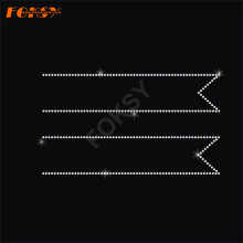 Cheer Bow Strip Iron on Ribbon Rhinestones Transfer