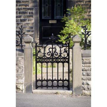 Rust Resistant Wrought Iron Walkway Gate with Artistic Patterns