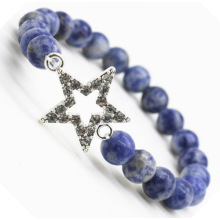 Sodalite Gemstone Bracelet with Diamante alloy star Piece